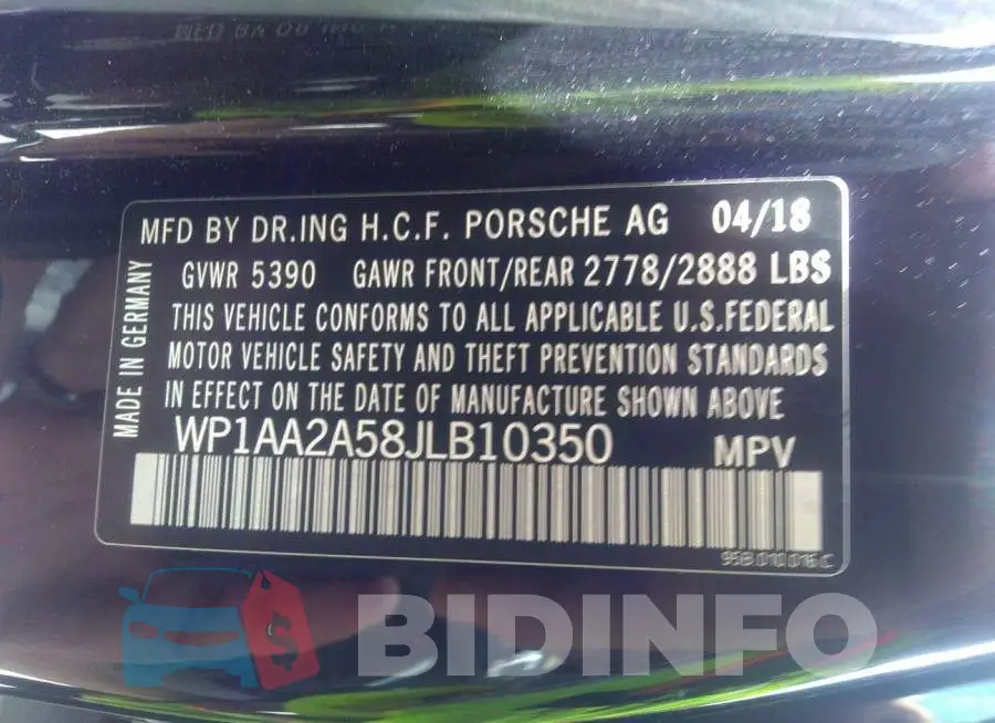 WP1AA2A58JLB10350 Photo# 9