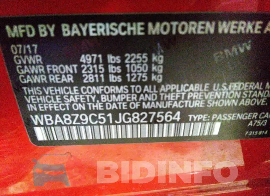 WBA8Z9C51JG827564 Photo# 9