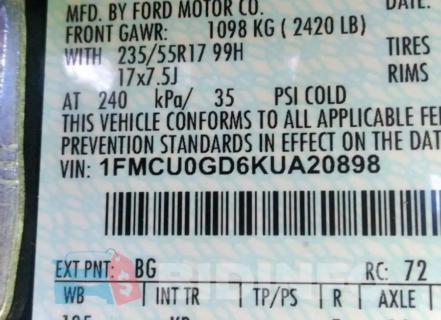 1FMCU0GD6KUA20898 Photo# 9