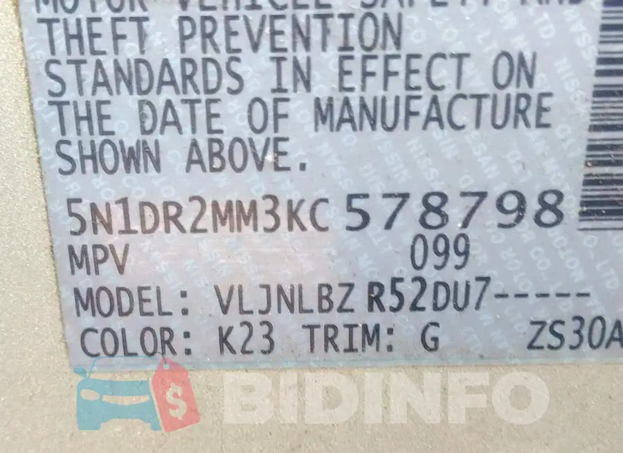 5N1DR2MM3KC578798 Photo# 9