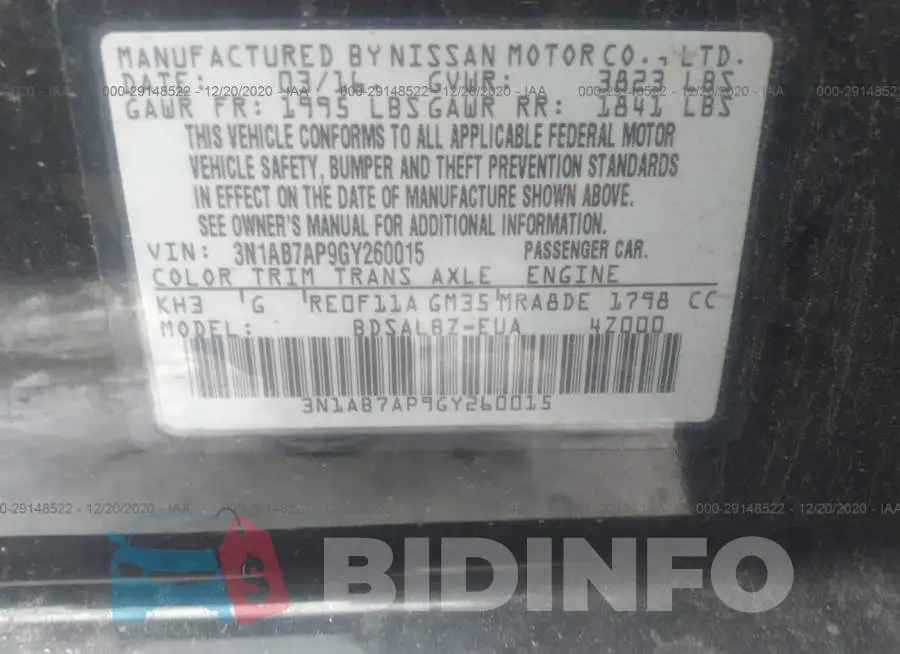 3N1AB7AP9GY260015 Photo# 9