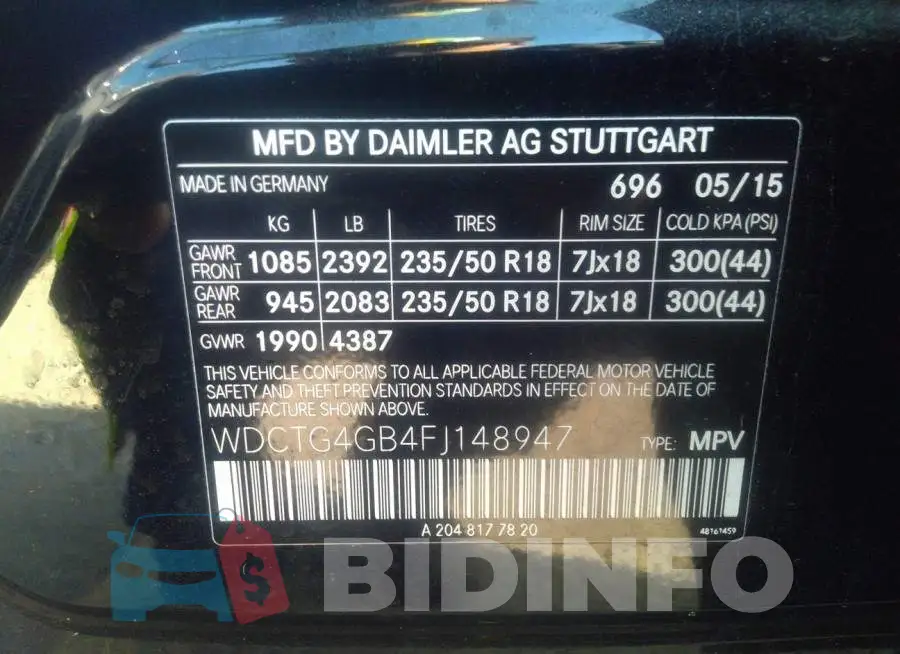 WDCTG4GB4FJ148947 Photo# 9