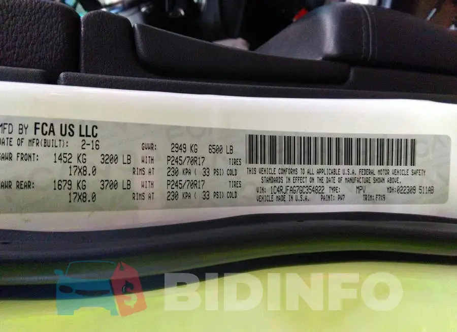 1C4RJFAG7GC354822 Photo# 9