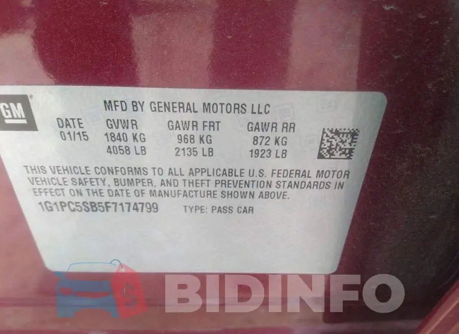 1G1PC5SB5F7174799 Photo# 9