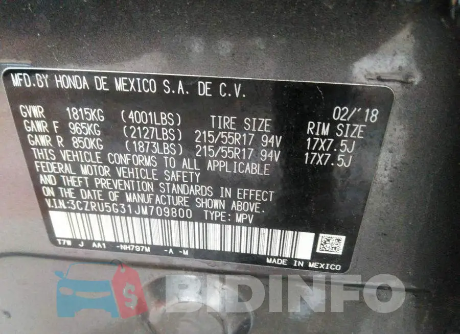 3CZRU5G31JM709800 Photo# 9