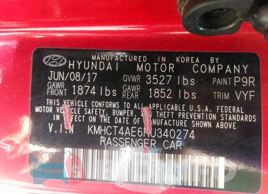 KMHCT4AE6HU340274 Photo# 9