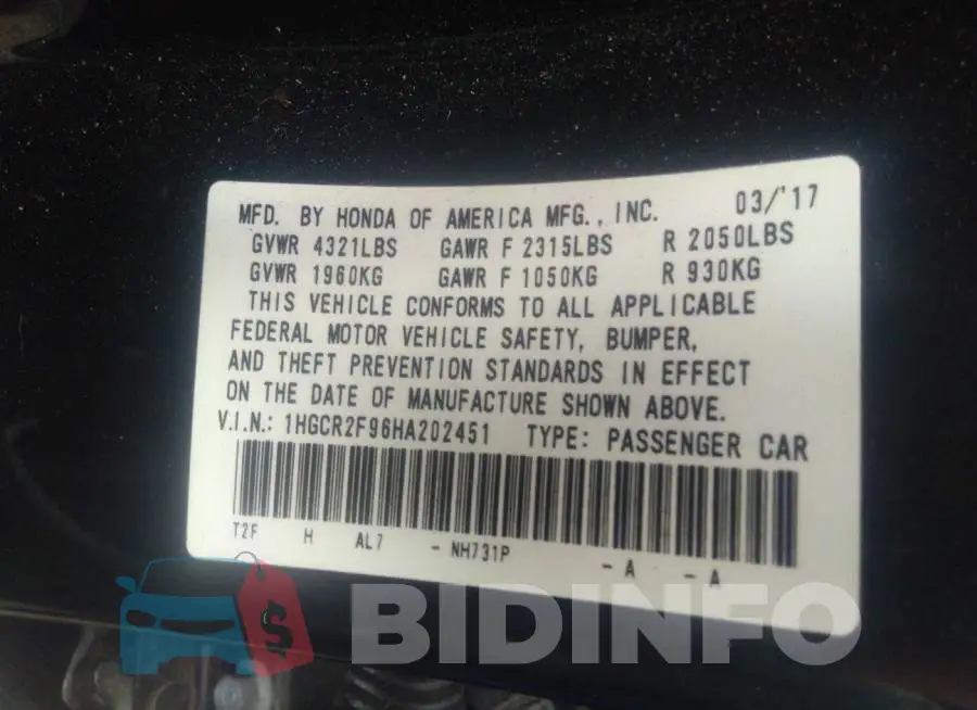 1HGCR2F96HA202451 Photo# 9