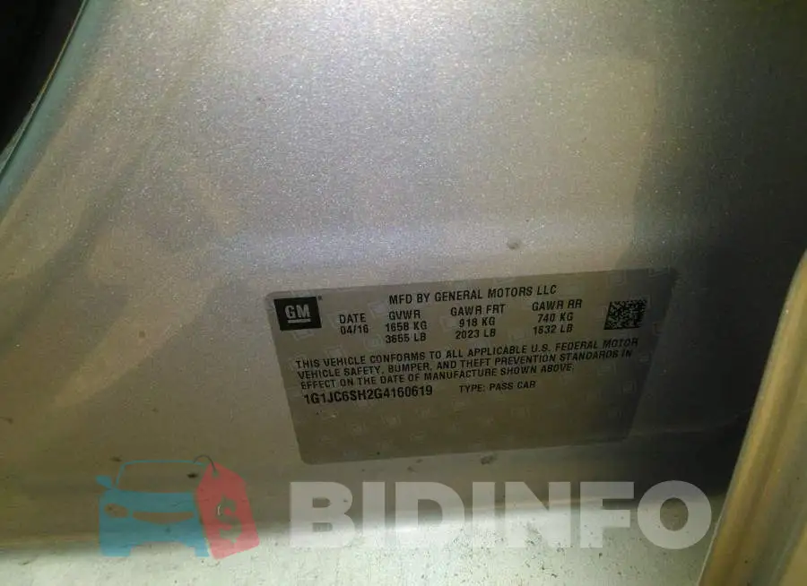 1G1JC6SH2G4160619 Photo# 9