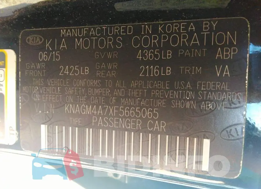 KNAGM4A7XF5665065 Photo# 9
