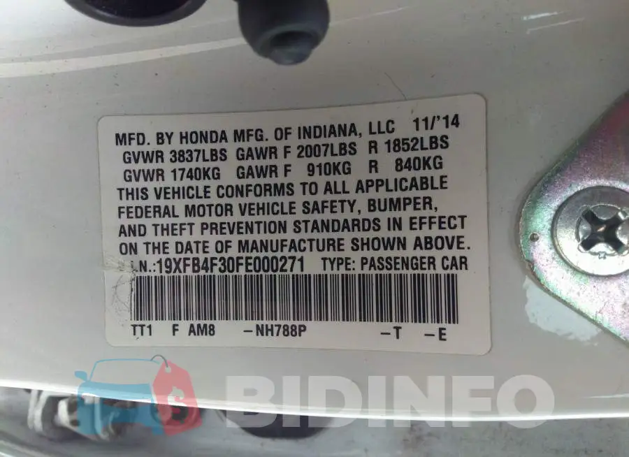 19XFB4F30FE000271 Photo# 9