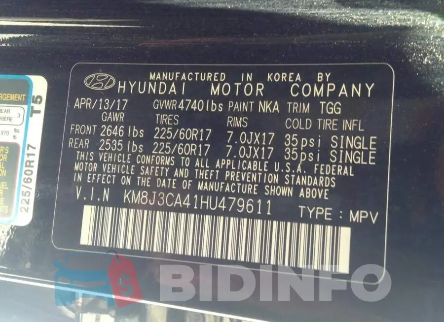 KM8J3CA41HU479611 Photo# 9