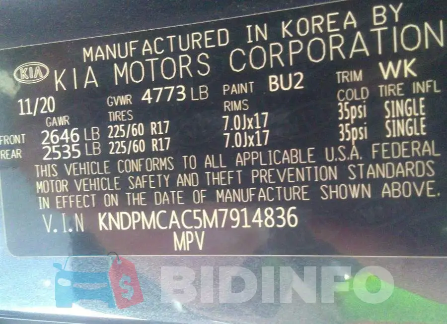 KNDPMCAC5M7914836 Photo# 9