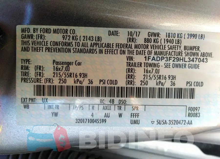 1FADP3F29HL347043 Photo# 9