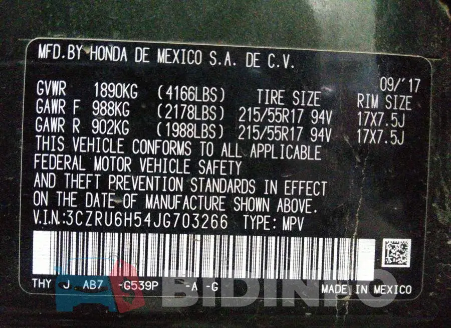 3CZRU6H54JG703266 Photo# 9