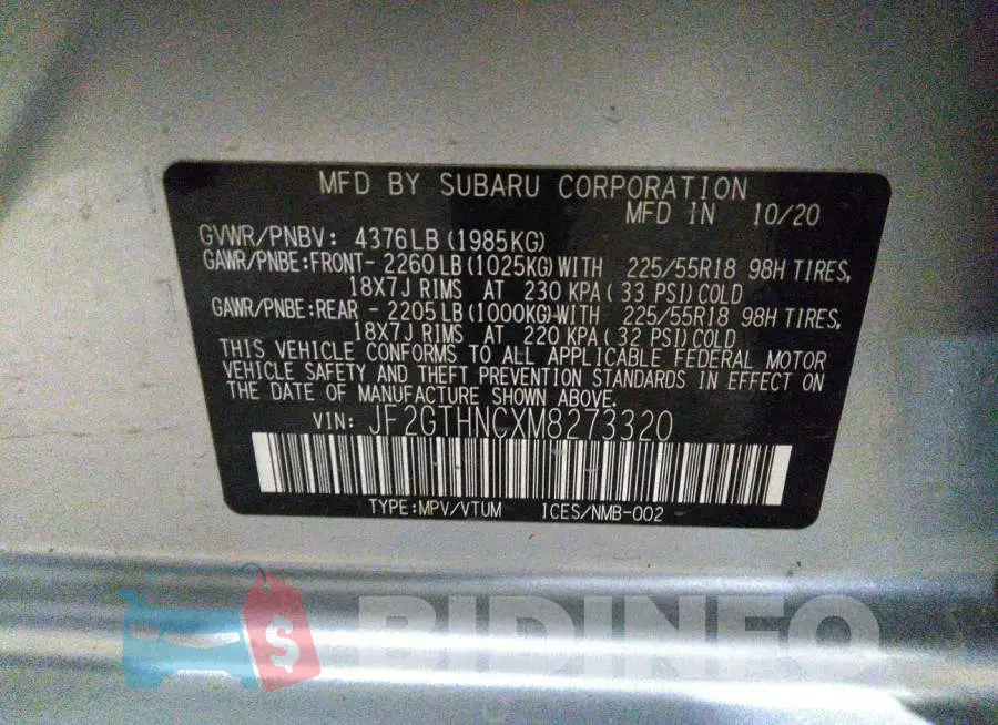 JF2GTHNCXM8273320 Photo# 9
