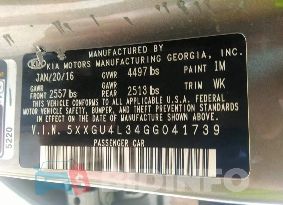 5XXGU4L34GG041739 Photo# 9