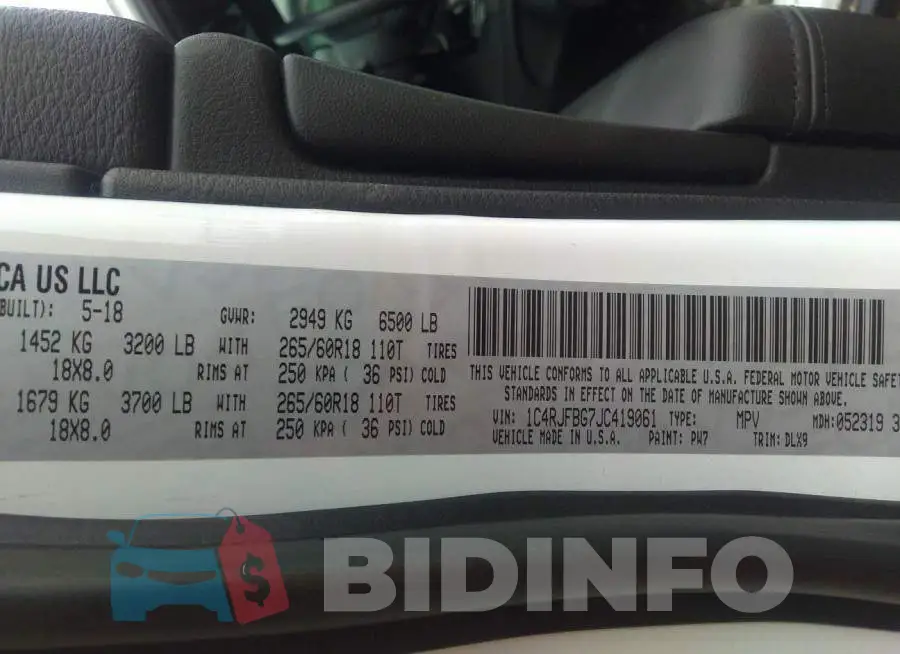 1C4RJFBG7JC419061 Photo# 9