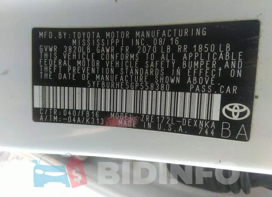 5YFBURHE5GP558380 Photo# 9