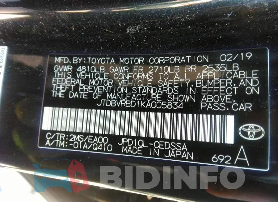JTDBVRBD1KA005834 Photo# 9