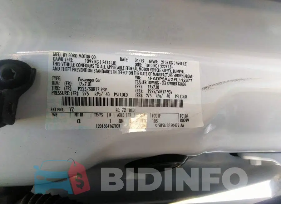 1FADP5AUXFL112877 Photo# 9