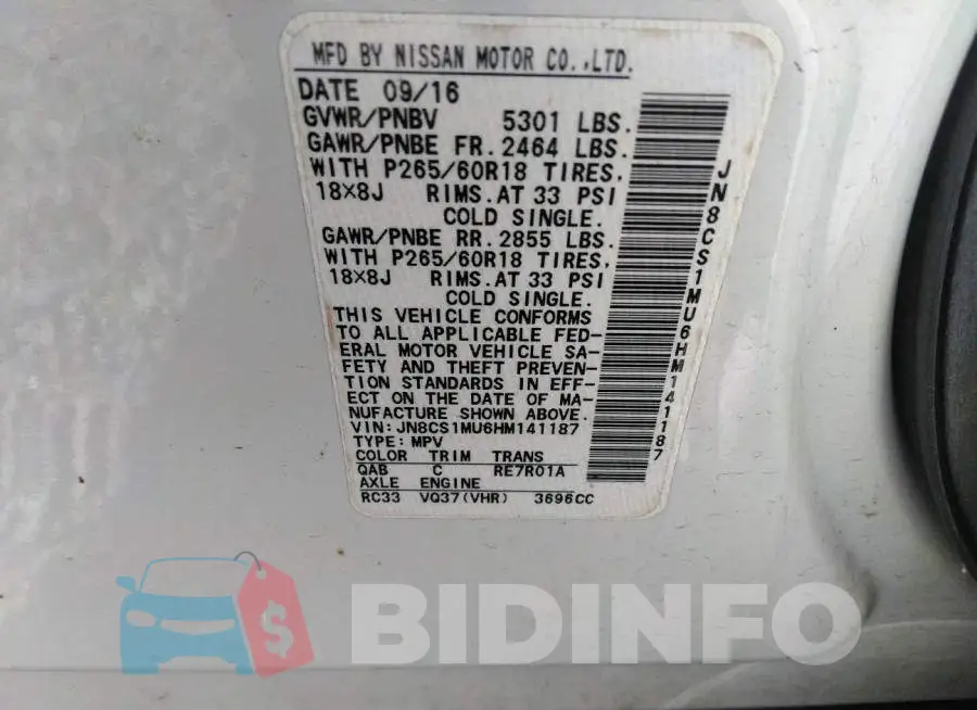 JN8CS1MU6HM141187 Photo# 9