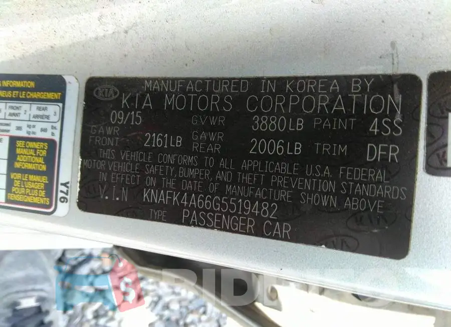 KNAFK4A66G5519482 Photo# 9