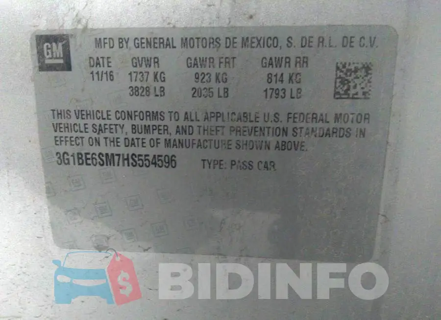 3G1BE6SM7HS554596 Photo# 9