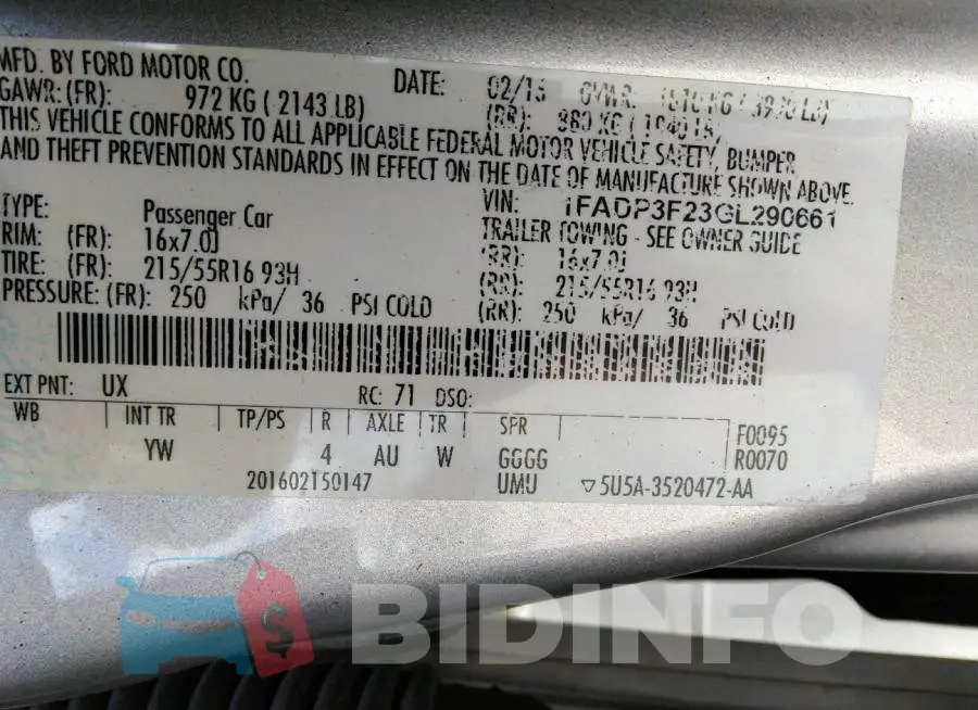 1FADP3F23GL290661 Photo# 9