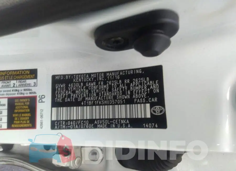 4T1BF1FK5HU357051 Photo# 9