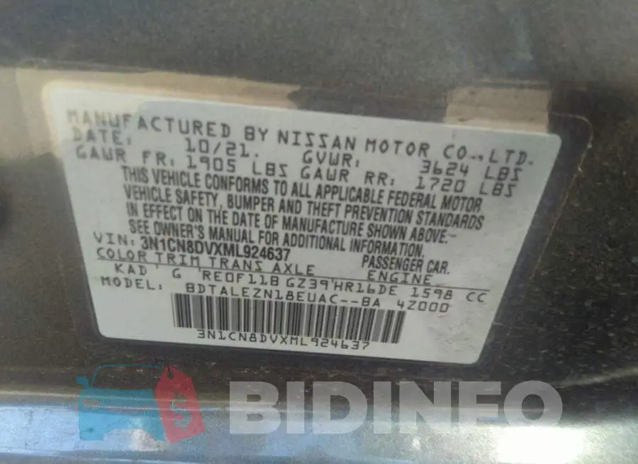3N1CN8DVXML924637 Photo# 9