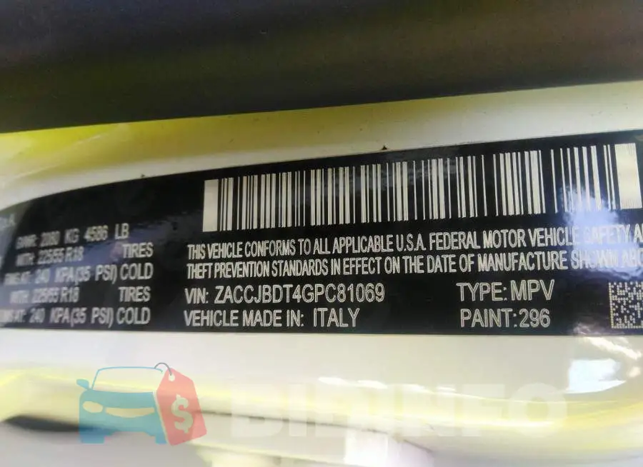 ZACCJBDT4GPC81069 Photo# 9