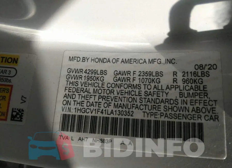 1HGCV1F41LA130352 Photo# 9