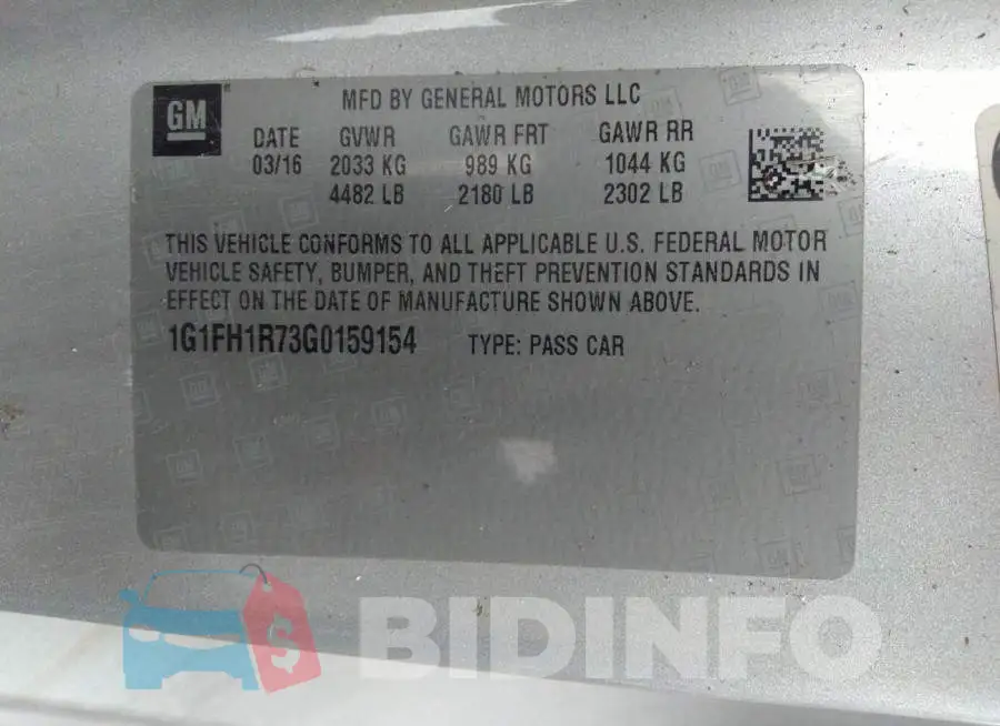 1G1FH1R73G0159154 Photo# 9