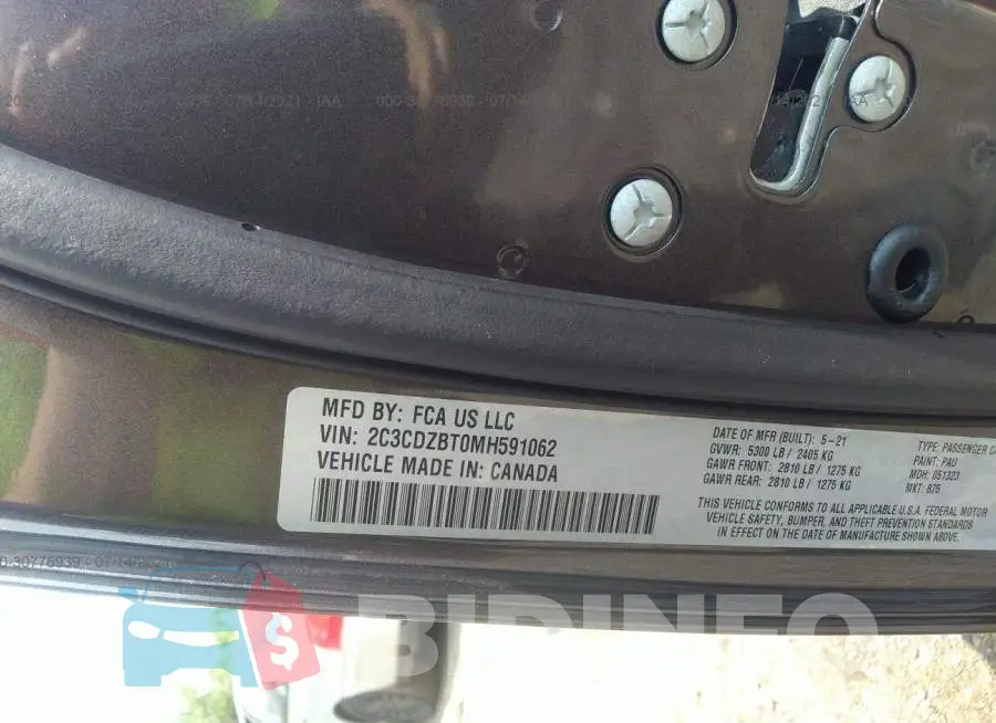 2C3CDZBT0MH591062 Photo# 9