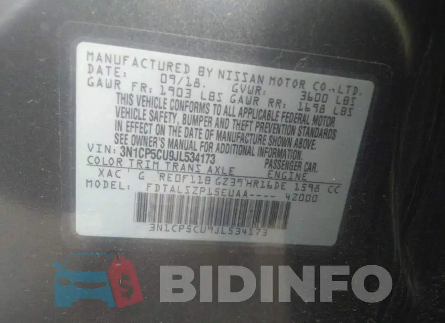 3N1CP5CU9JL534173 Photo# 9