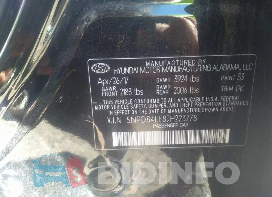 5NPD84LF8JH223778 Photo# 9