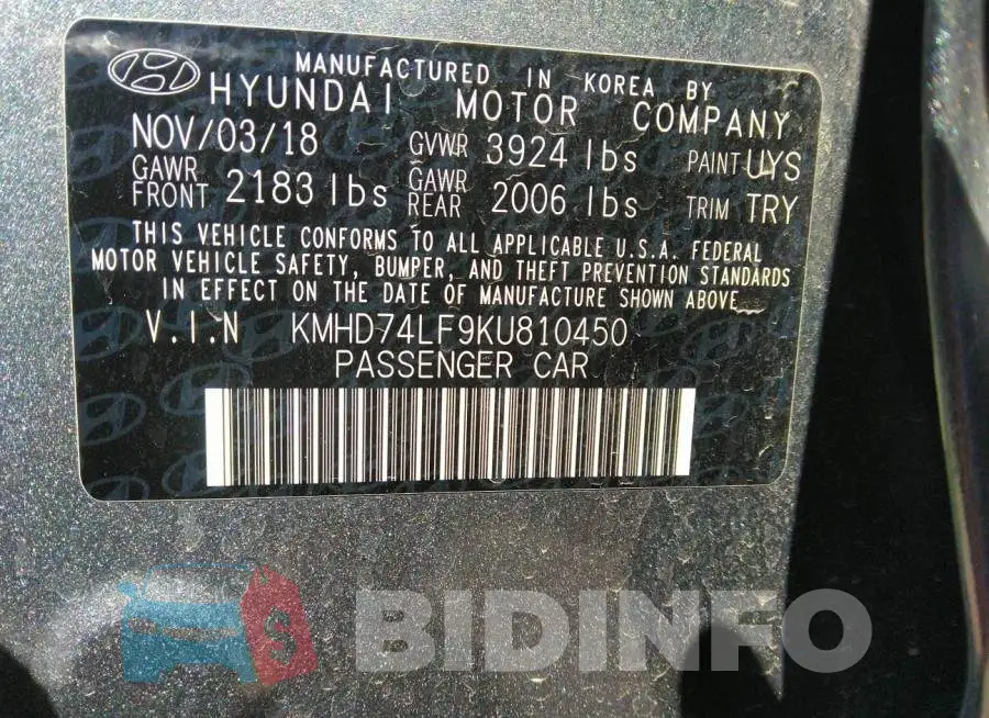KMHD74LF9KU810450 Photo# 9