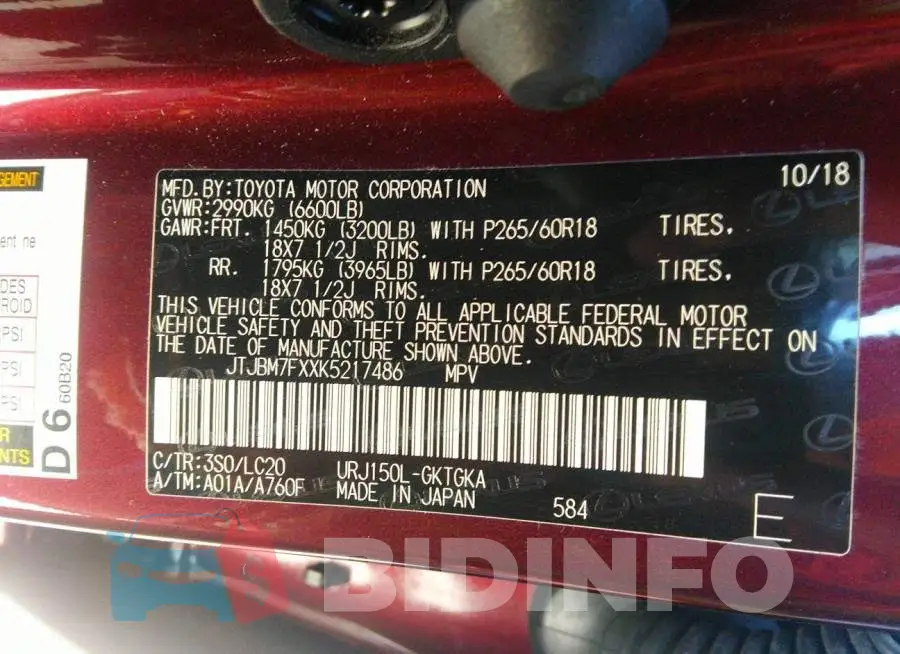 JTJBM7FXXK5217486 Photo# 9