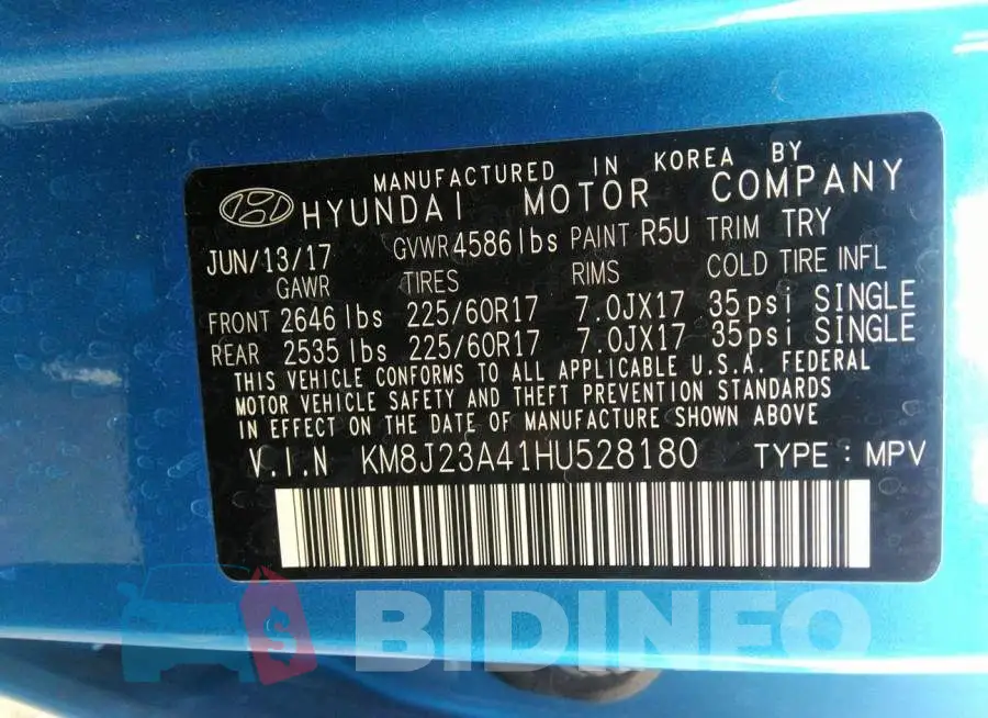 KM8J23A41HU528180 Photo# 9