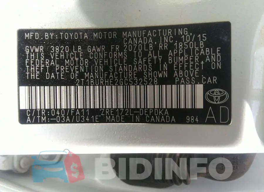 2T1BURHE2GC532528 Photo# 9