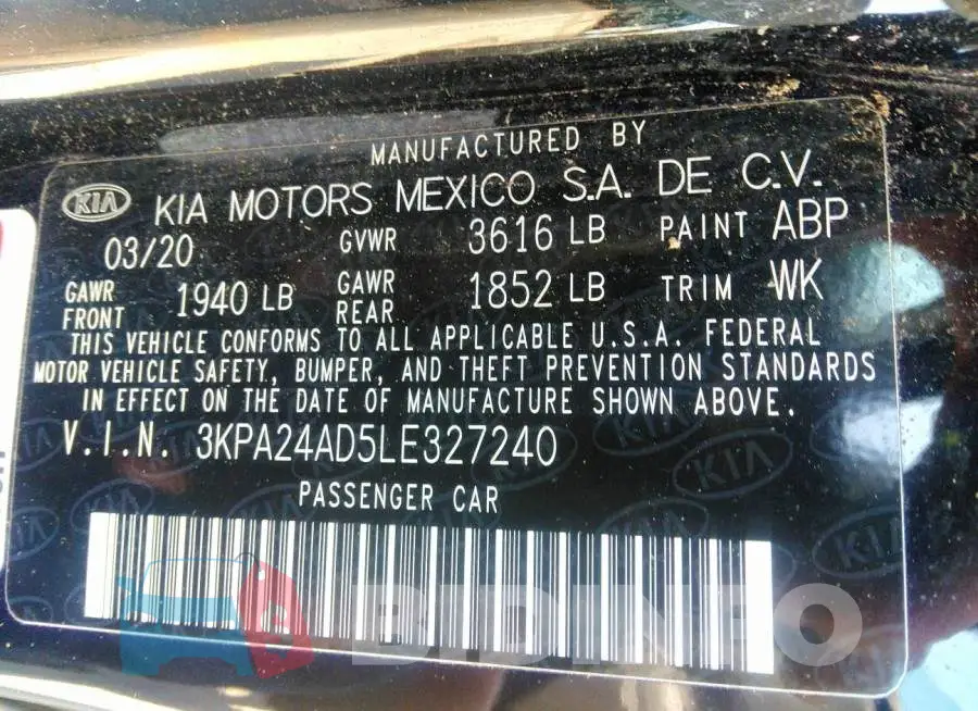 3KPA24AD5LE327240 Photo# 9