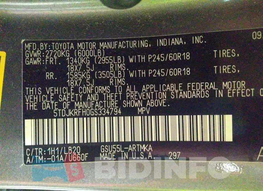 5TDJKRFH0GS334794 Photo# 9