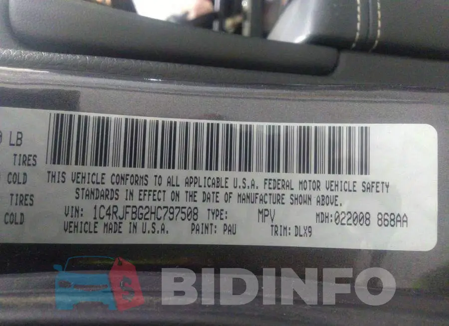 1C4RJFBG2HC797508 Photo# 9