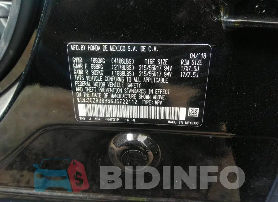 3CZRU6H56JG722112 Photo# 9