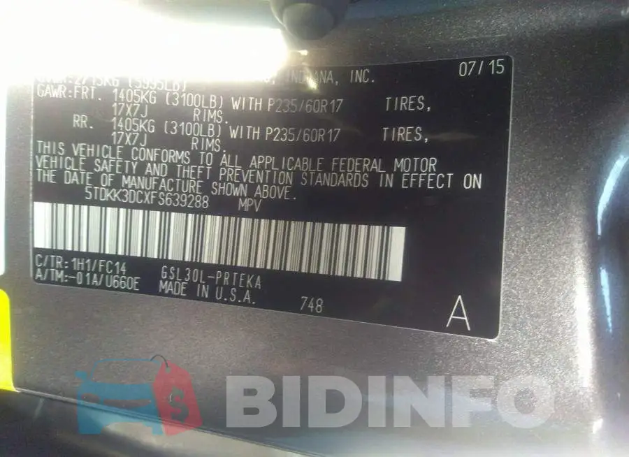 5TDKK3DCXFS639288 Photo# 9