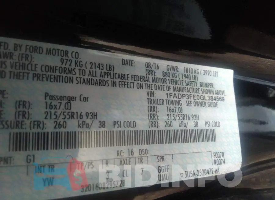 1FADP3FE0GL384569 Photo# 9