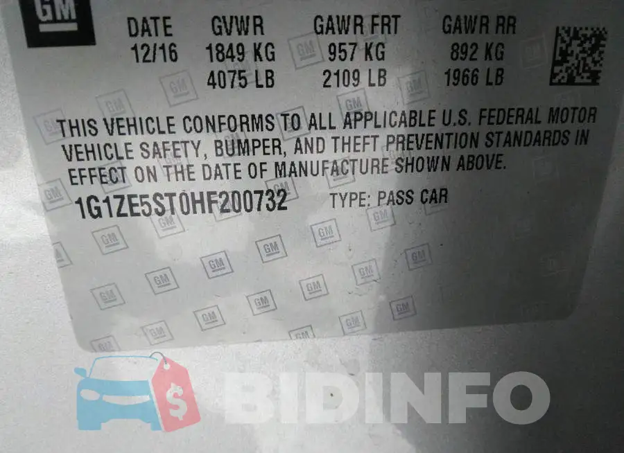1G1ZE5ST0HF200732 Photo# 9