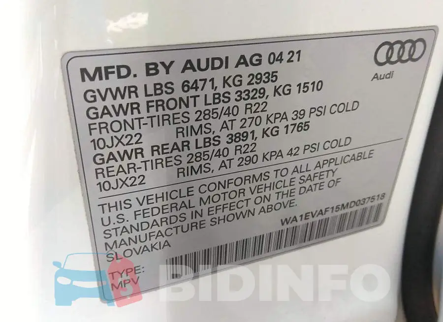 WA1EVAF15MD037518 Photo# 9