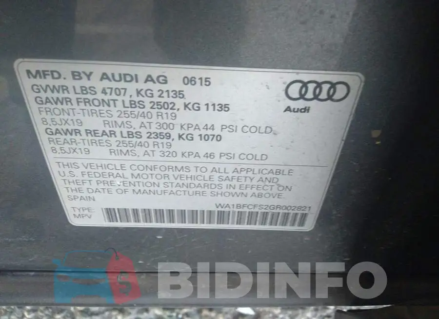 WA1BFCFS2GR002821 Photo# 9