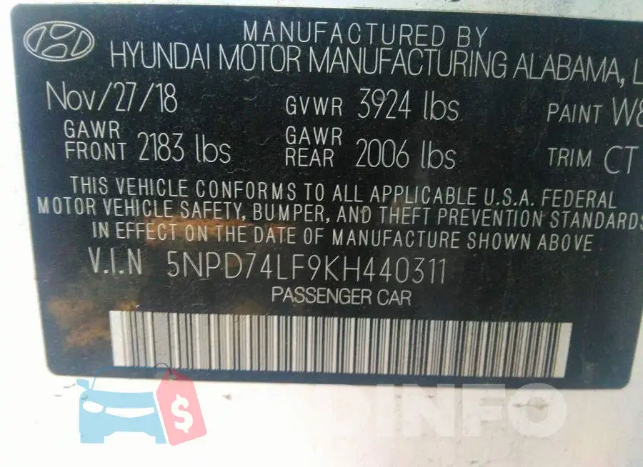 5NPD74LF9KH440311 Photo# 9